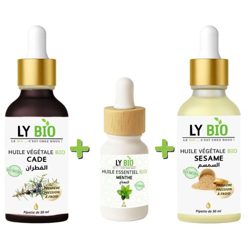 product_image_name-LY BIO-PACK HUILE CADE 50ML - PIPETTE + HUILE ESSENTIEL MENTHE 10ML + HUILE SESAME 50ml - PIPETTE-1