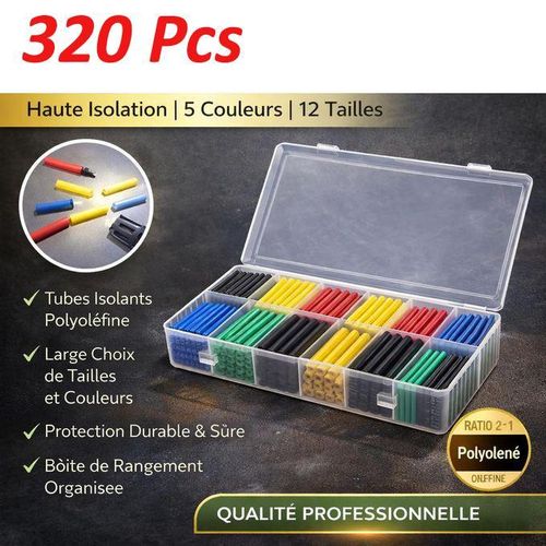 product_image_name-Generic-320 Gaines thermorétractables Tubes rétractables gaine thermique pour cablage réparation de cables protection isolation (Design Aleatoire)-1