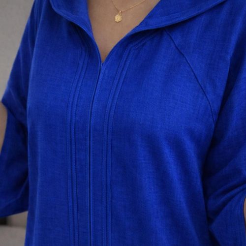 product_image_name-Generic-Jellaba en lin bleu royal à capuche – Élégance minimaliste-2