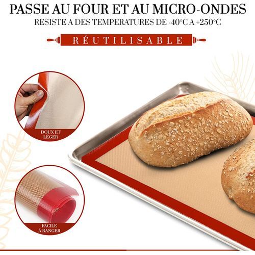 Tapis de cuisson réutilisable 42x32 cm - Antiadhésif et résistant pour –  Maison Fertile