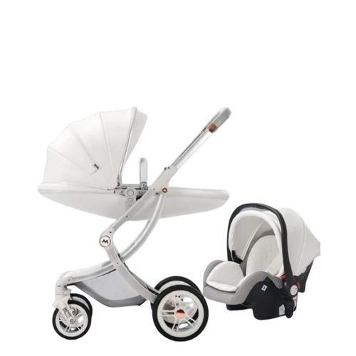 Generic poussette de Luxe Pliable Porte poussette de bebe 2 en 1 3 en 1 avec siege en Cuir PU pour Bebe Nouveau ne porte siege d auto blanche a prix pas cher Jumia Maroc