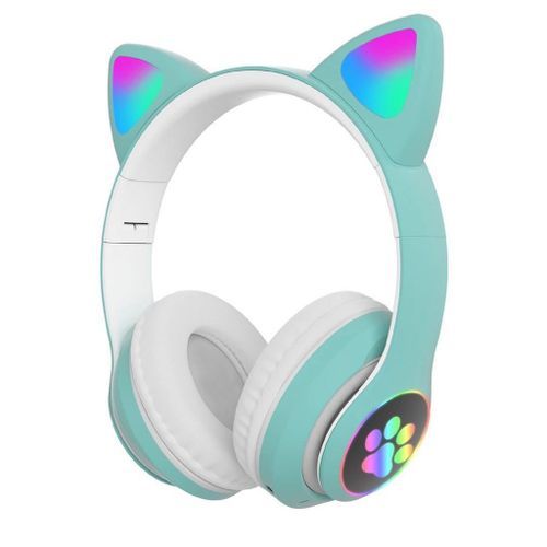 Casque Audio sans Fil pour Enfants, Chat Bluetooth Casque avec