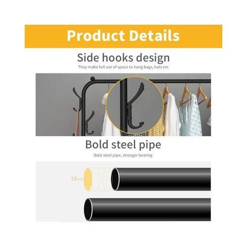 product_image_name-Generic-Portant Penderie à vêtements Tringle Meuble Porte-Manteau Etagère Avec Roulettes Pour Chaussures NOIR-4