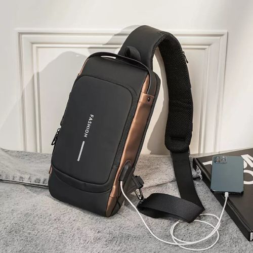 Sac à Bandoulière, Sacoche de Poitrine Imperméable Antivol, Chargeur USB