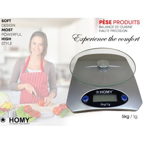 Homy Balance de cuisine numérique électronique, 5Kg x 1g, en verre, pour  régime alimentaire, domestique à prix pas cher