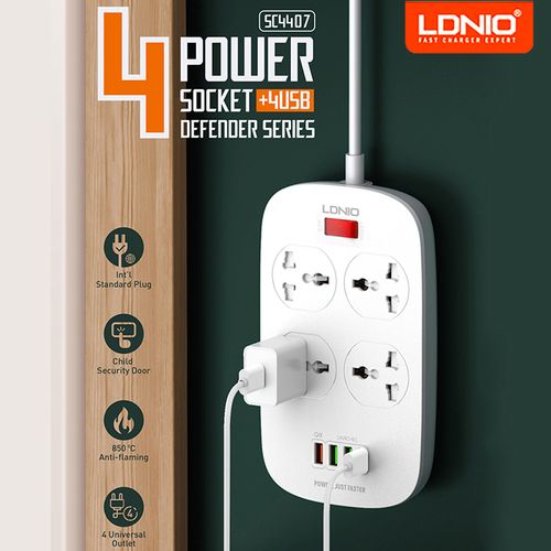 Ldnio Multiprise Universelle avec 4 Prises et 4 Ports USB Rallonge de 2  Mètres à prix pas cher