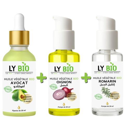 product_image_name-LY BIO-PACK HUILE AVOCAT 50ml - PIPETTE + HUILE OIGNON 50ML - POMPE + HUILE ROMARIN 50ml - POMPE-1
