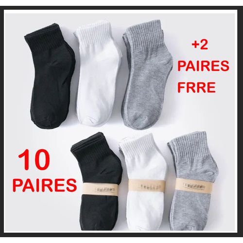 Generic Pack 10 Chaussettes Femmes Hommes 100 % Coton Bio à prix pas cher