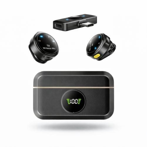 product_image_name-Generic-Microphone Sans Fil NEEPHO NP 58 – Double Micro – Boîtier de Charge – Noir-1