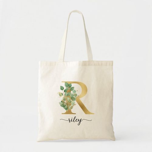 product_image_name-Generic-Tote bag letter from gold r eucalyptus personal botanical name Unique, haute qualité-2