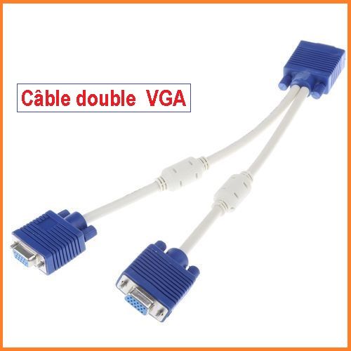 Generic Vga to 2 VGA Câble Vga Double Ecran - Câble Vga vers 2 VGA