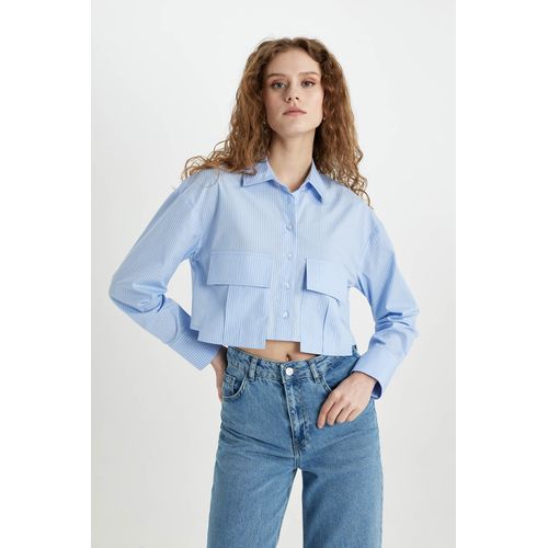 Defacto Chemise Tissee Femme Coupe Courte Col Chemise Manches Longues Bleu a prix pas cher Jumia Maroc