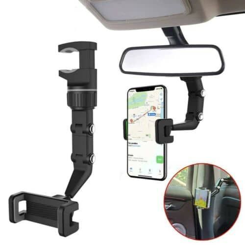 Super Support de Téléphone de Rétroviseur pour Voiture Rotatif 360°  Multifonction 