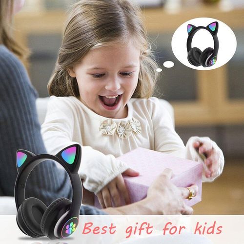 Generic Casque Bluetooth Sans Fil Oreil de Chats couleur pour Enfants et  Filles - Noir