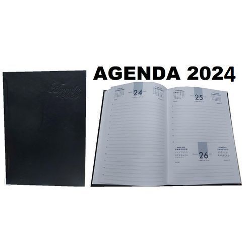 Generic Agenda Journalier Noir 2024 Bureau,Maison,Élégant,Papier  Blanc,Ruban marque-page à prix pas cher