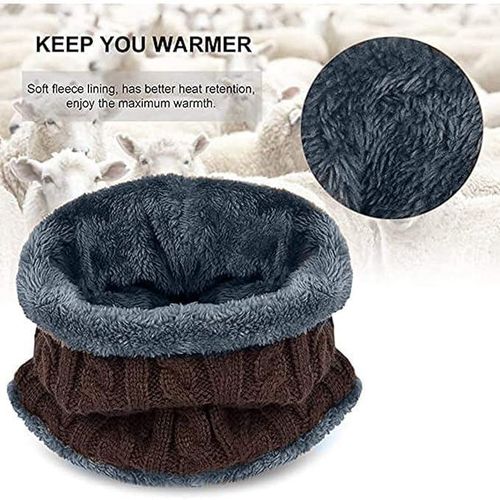 product_image_name-Generic-مجموعة قبعة وشال شتاء للجنسين - مجموعة 2 في 1 قبعة رجالية ونسائية مصنوعة من قماش محبوك حراري مع غطاء رقبة مطاطي مبطن بالفليس، طقم مقاوم للبرد فائق الدفء لمعدات الثلج، صندوق هدية مع قبعة + شال + غطاء رقبة-3