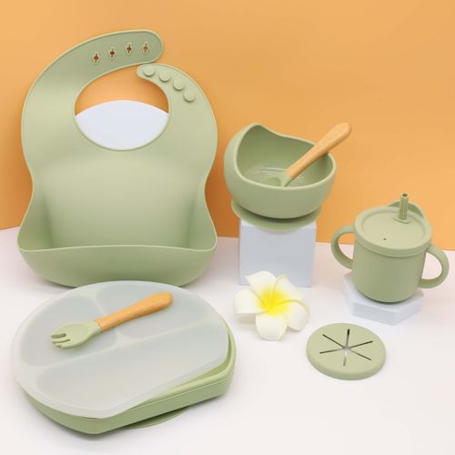 Bol Assiette Silicone Fourchette Cuillère)Assiette En Silicone Pour Bébé