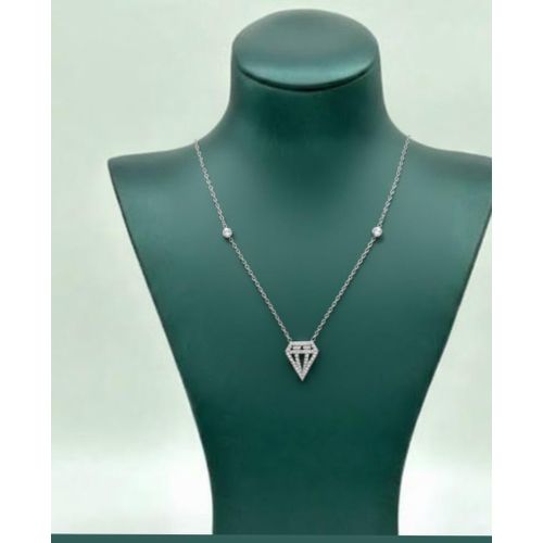 product_image_name-Generic-Collier Femme Acier Inoxydable – Pendentif Diamant Géométrique Élégant & Brillant-1