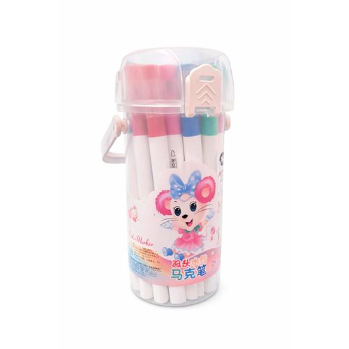 product_image_name-Generic-Set de 24 feutres colorés double face pour enfants dans boîte cylindrique transparente-2