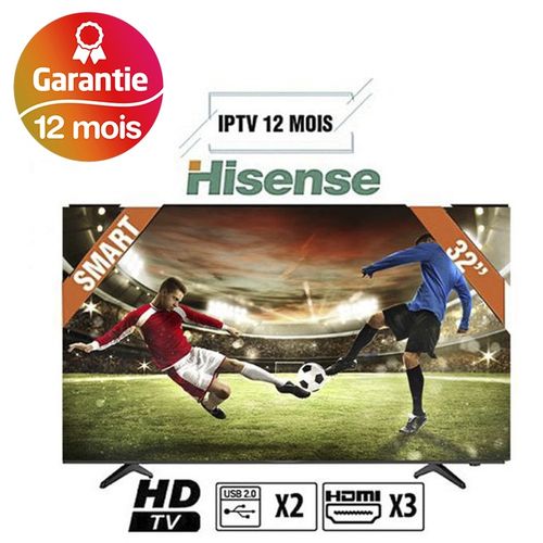 Hisense تلفزيون ذكي عالي الدقة مقاس 32 بوصة عالي الدقة 32N2170HW من SMART TV + IPTV ، 12 شهرًا من SMART PLUS + مستقبل مدمج - أسود