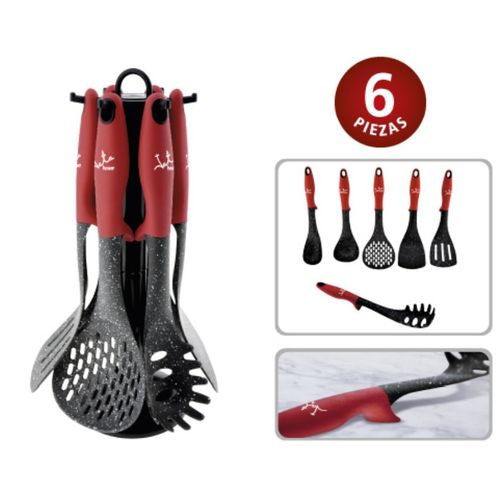 Set de 10 Ustensiles de Cuisine en Silicone - Rouge