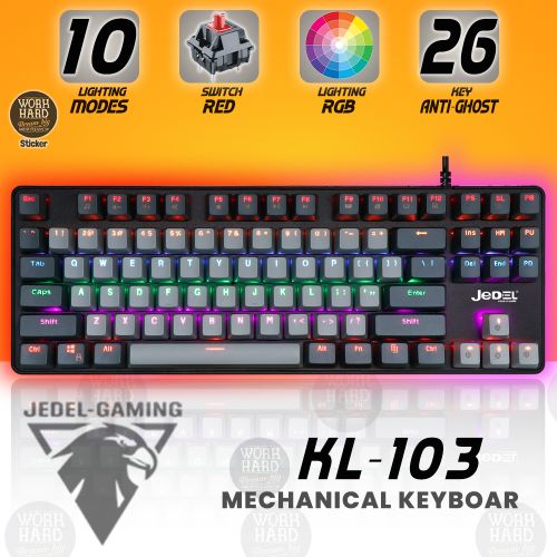 Jedel Clavier mécanique Gamer RED Switch,RGB LED Backlit Lighting 10  Modes+Sticker à prix pas cher