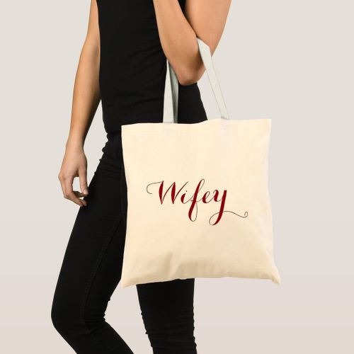 product_image_name-Generic-Tote Bag Wifey Dark Red Typographic Text Design Unique, haute qualité-1