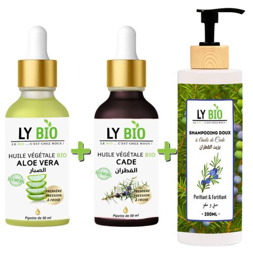 product_image_name-LY BIO-PACK HUILE ALOE VERA 50ml - PIPETTE + HUILE CADE 50ML - PIPETTE + SHAMPOOING A L'HUILE DE CADE 200ML-1