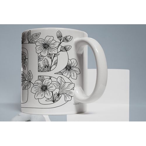 product_image_name-Generic-Mug, Tasse café personnalisé avec la Lettre B Florale -3