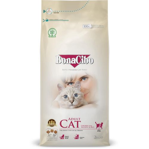 product_image_name-bonacibo- Croquettes Low Grain pour chats adultes (au poulet, anchois & riz) -1