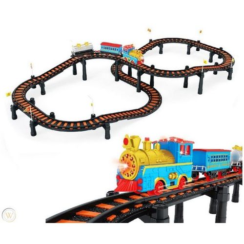 Generic ENSEMBLE DE TRAIN ÉLECTRIQUE ENFANTS AVEC SON ET LUMIERE - 71PCS à  prix pas cher