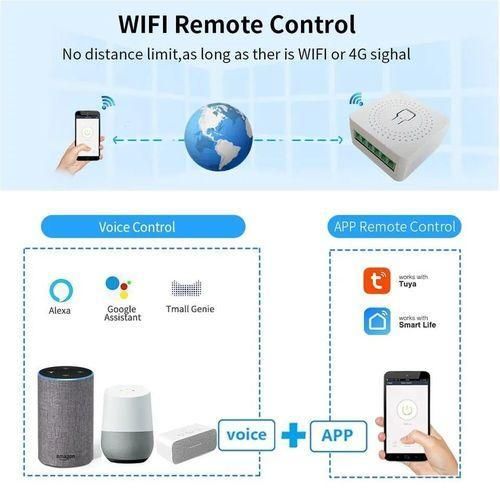 product_image_name-Generic-Mini Interrupteur Intelligent Sans Fil, Interrupteurs éclairage Bricolage, Maison Intelligente, 2 Voies, Application Tuya Smart Life, Alexa, Google Home, Wi-Fi, 16A-6