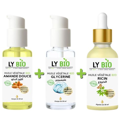 product_image_name-LY BIO-PACK HUILE AMANDE DOUCE 50ml - POMPE + HUILE GLYCERINE 50ml - POMPE + HUILE RICIN 50ml - PIPETTE-1
