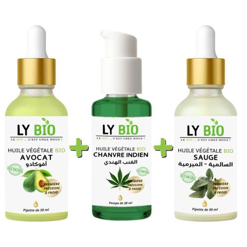 product_image_name-LY BIO-PACK HUILE AVOCAT 50ml - PIPETTE + HUILE HYDRATANTE & NUTRITIVE 50ML - POMPE + HUILE SAUGE 50ML - PIPETTE-1