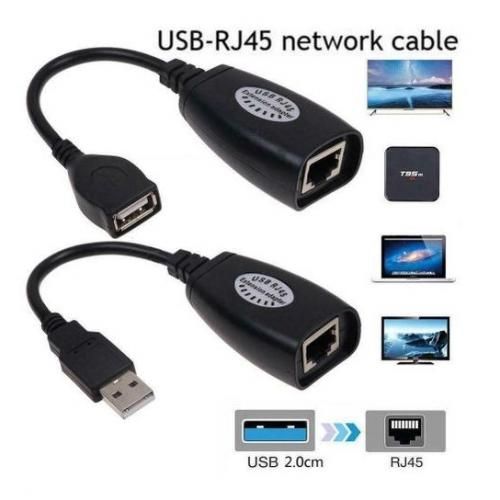 Adaptateur d'extension USB 2.0 RJ45 sur Cat5/RJ45/Cat6 Ethernet