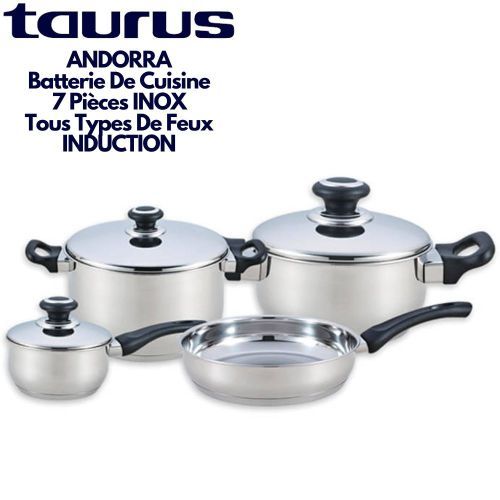 Taurus ANDORRA Batterie De Cuisine En INOX 7 Pièces Set Casserole