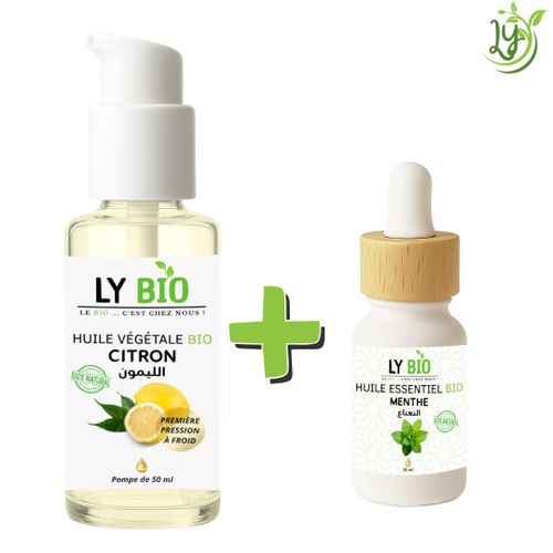 product_image_name-LY BIO-PACK HUILE CITRON 50ML - POMPE + HUILE ESSENTIEL MENTHE 10ML-1