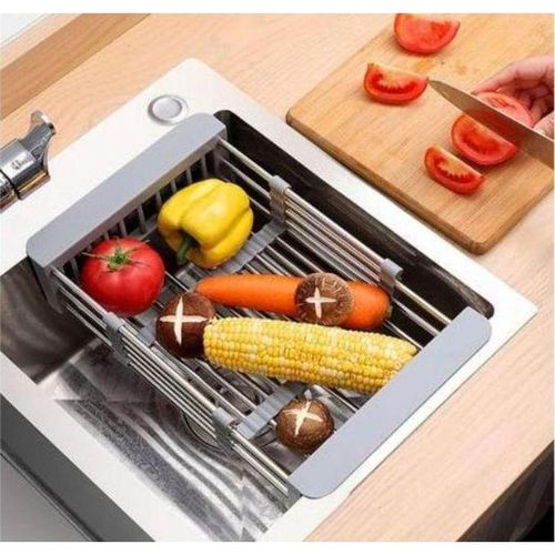product_image_name-Generic-مجفف الصحون، مصفاة صحون توضع على الحوض، مجفف صحون من الفولاذ المقاوم للصدأ مع أذرع قابلة للتعديل، تخزين ومنظم وظيفي للفواكه والخضروات.-3