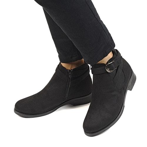 Bottine femme top daim noir