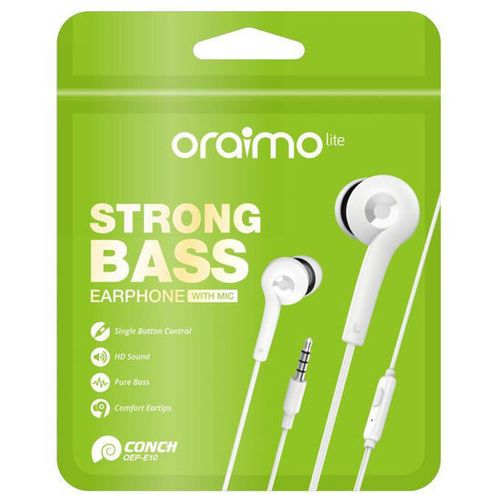 Oraimo Écouteurs intra-auriculaires filaires Pure Bass et son HD +