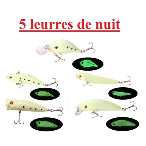 Generic 5pcs leurre de pêche de nuit Livré en boite Minnow popper crankbait  pencil à prix pas cher