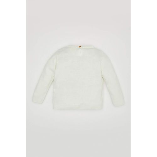 product_image_name-Defacto-بلوزة تريكو أساسية بلون إكرو مع ياقة دائرية لفتاة رضيعة-2