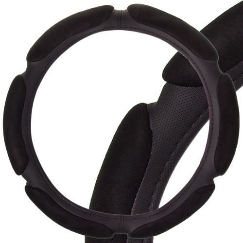 Couvre volant,housse de protection pour volant de voiture,en fourrure  courte,douce,haute densité,chaude,en peluche- Black Coffee