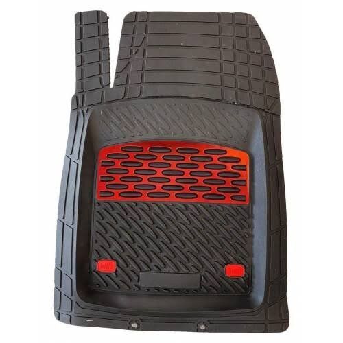 Tapis de voiture universels noirs avec rouge - 4 pièces