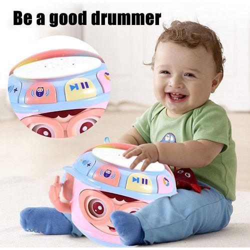 SOBEBEAR Jouet bébé tambour musical et projecteur d'étoiles avec music pour  bébé