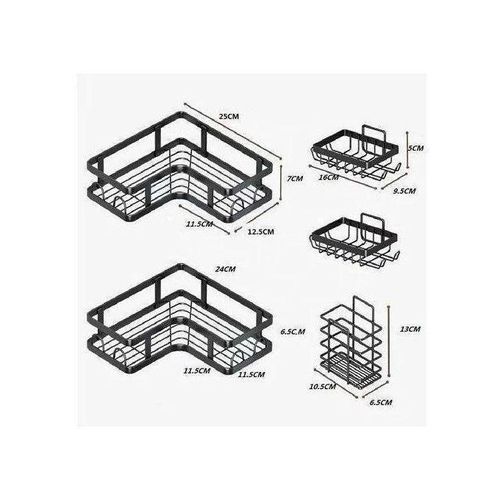 product_image_name-Generic-Étagère de Rangement d'angle set 5 Organisateur Coin Salle de Bain Cuisine Douche SANS perçage-7