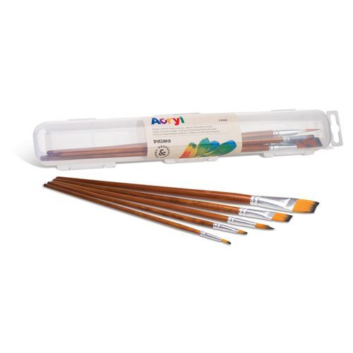 Primo Kit de 5 pinceaux de peinture pour acrylique et gouache ronde et  plate à prix pas cher