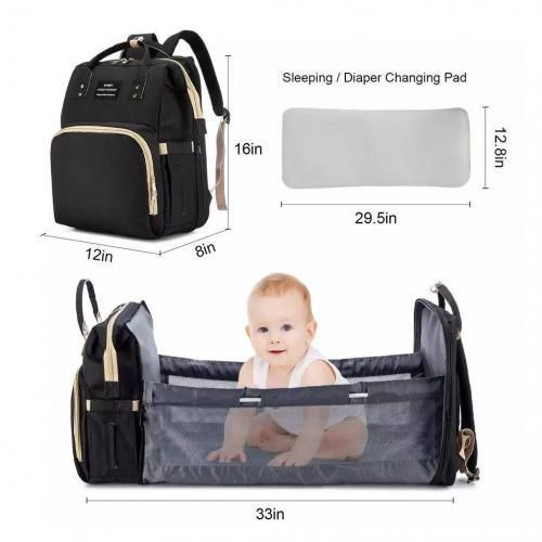 3 en 1 Sac à Langer Sac à Dos Lit Bébé Pliable Portable Sac de Couchage