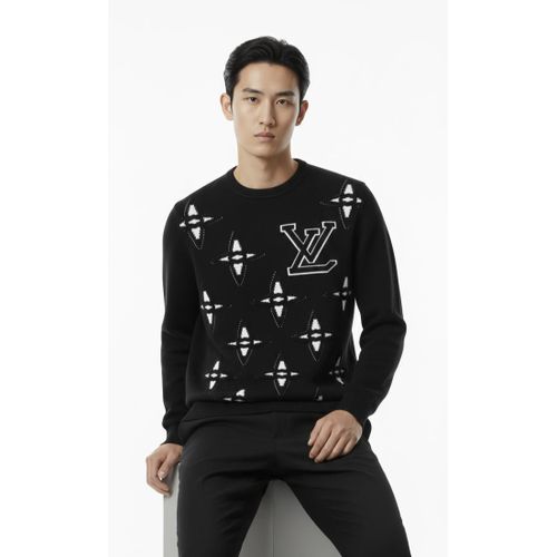 product_image_name-Generic-بلوفر رجالي محاك فاخر بياقة دائرية – تصميم أنيق بنقشة مونوغرام ولمسة عصرية-1