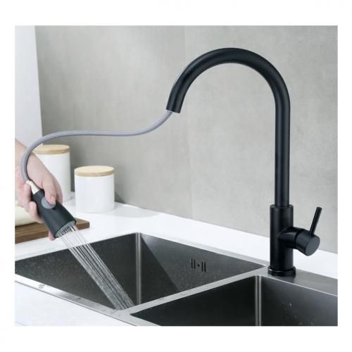 Faucet robinet mitigeur cuisine avec bec flexible rotatif;ROBINET CUISINE  NOIR à prix pas cher